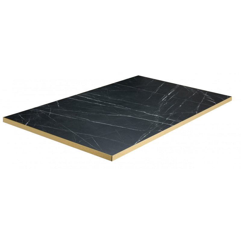 Black Marble Laminate Gold Edge Restaurant Table Top - 25mm