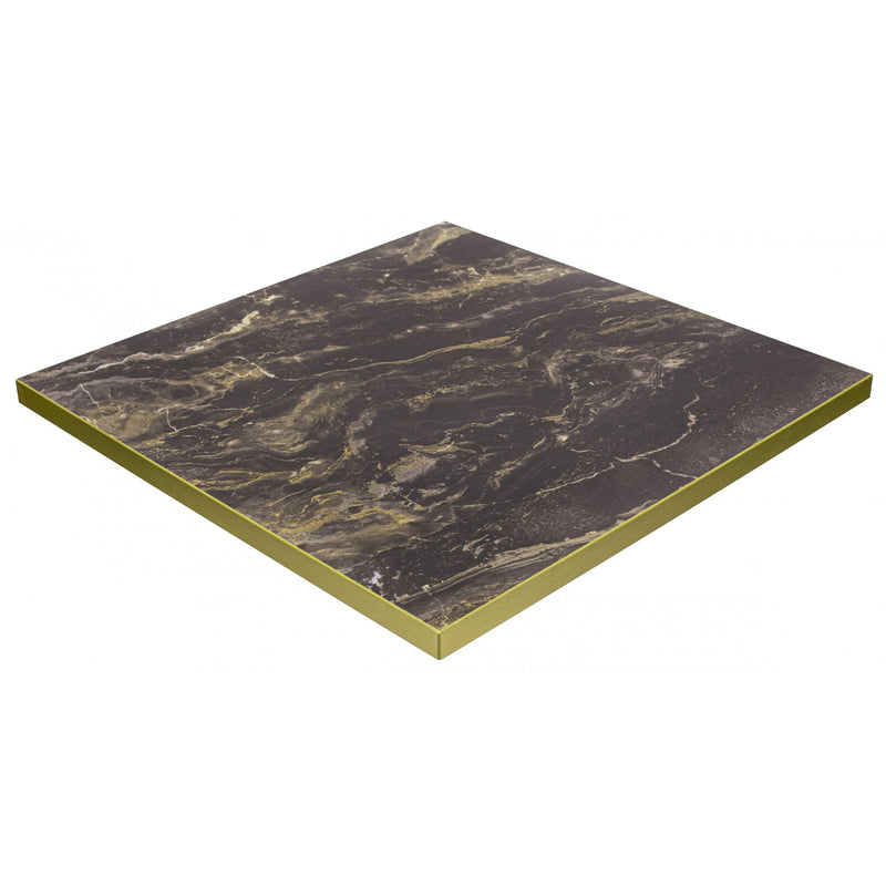 Black Gold Cappuccino Gloss Marble Laminate Restaurant Table Top - 25mm