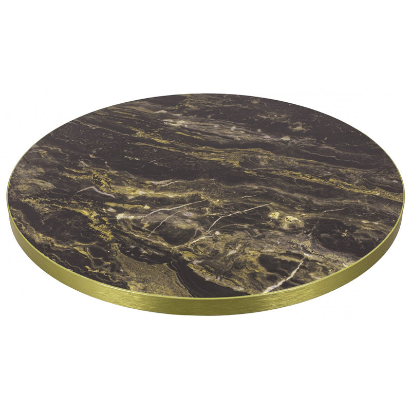 Black Gold Cappuccino Gloss Marble Laminate Restaurant Table Top - 25mm