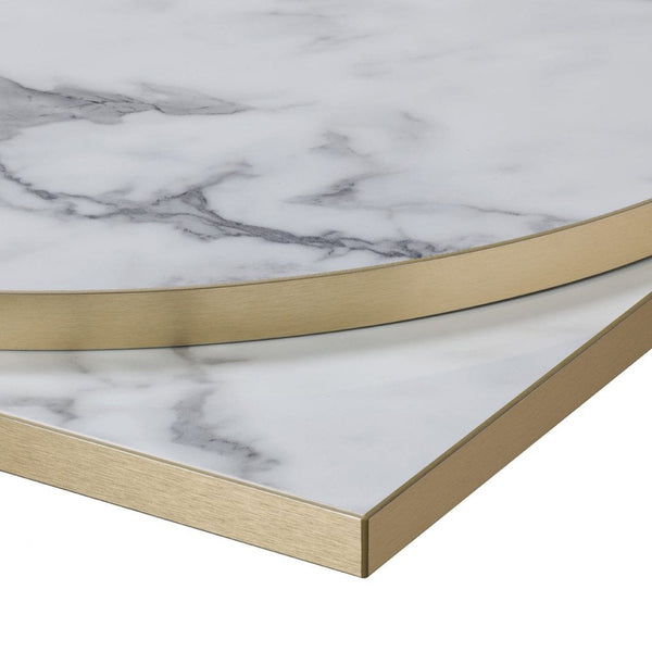 White Gold Calcatta Marble Gloss Laminate Restaurant Table Top - 25mm