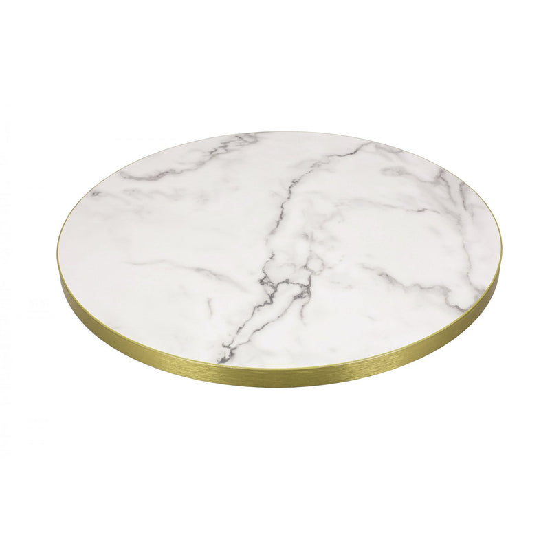 White Gold Calcatta Marble Gloss Laminate Restaurant Table Top - 25mm