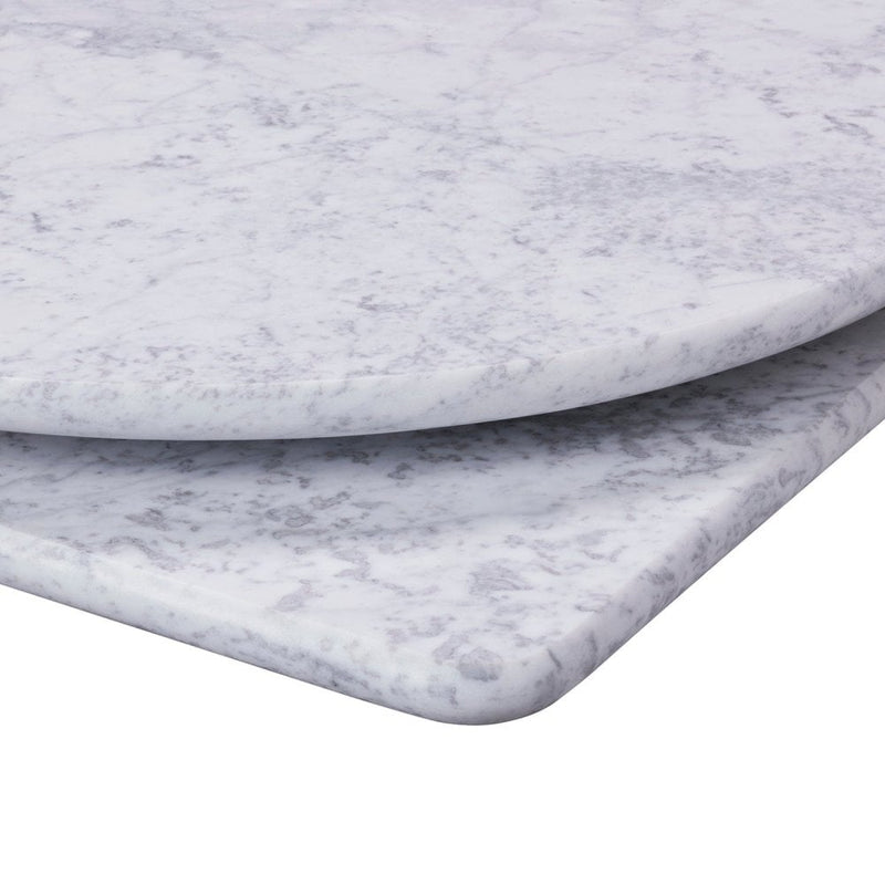 White Carrara Real Marble Restaurant Table Top - 20mm - Bullnose Edge