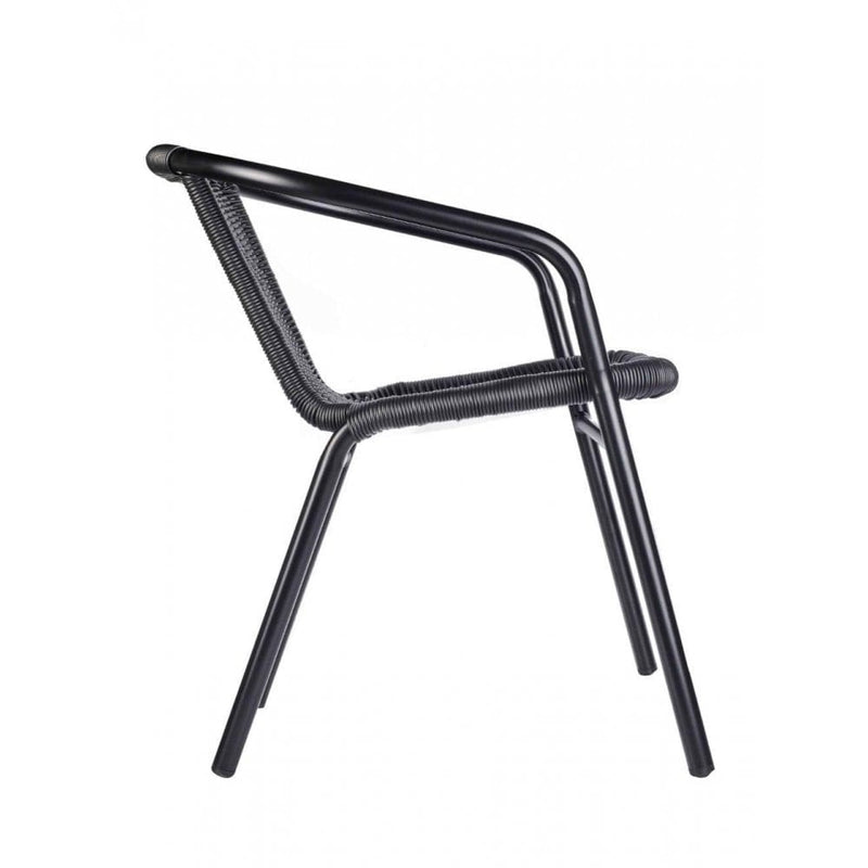 Black Wicker Outdoor Stacking Arm Chair