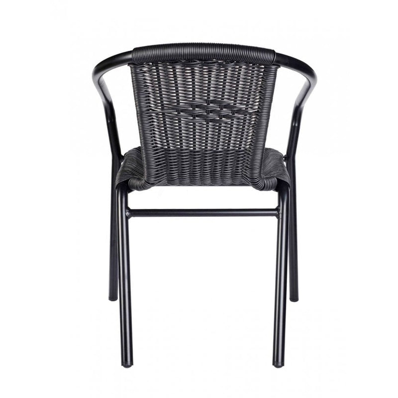 Black Wicker Outdoor Stacking Arm Chair