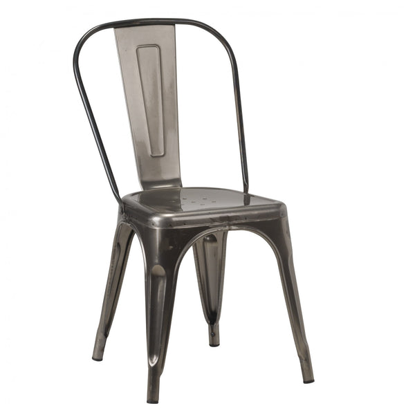 Tolix French Bistro Industrial Side Chair - Gunmetal Grey