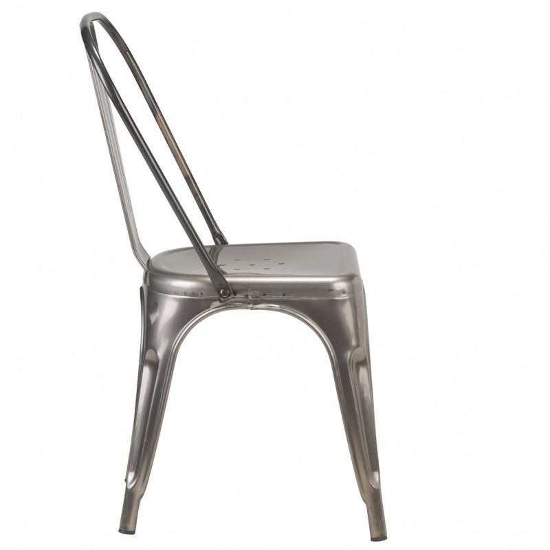 Tolix French Bistro Industrial Side Chair - Gunmetal Grey