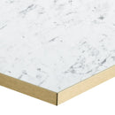 White Carrara Marble Gold Edge Laminate Restaurant Table Top - 25mm