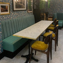 White Carrara Marble Gold Edge Laminate Restaurant Table Top - 25mm
