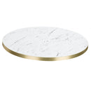 White Carrara Marble Gold Edge Laminate Restaurant Table Top - 25mm