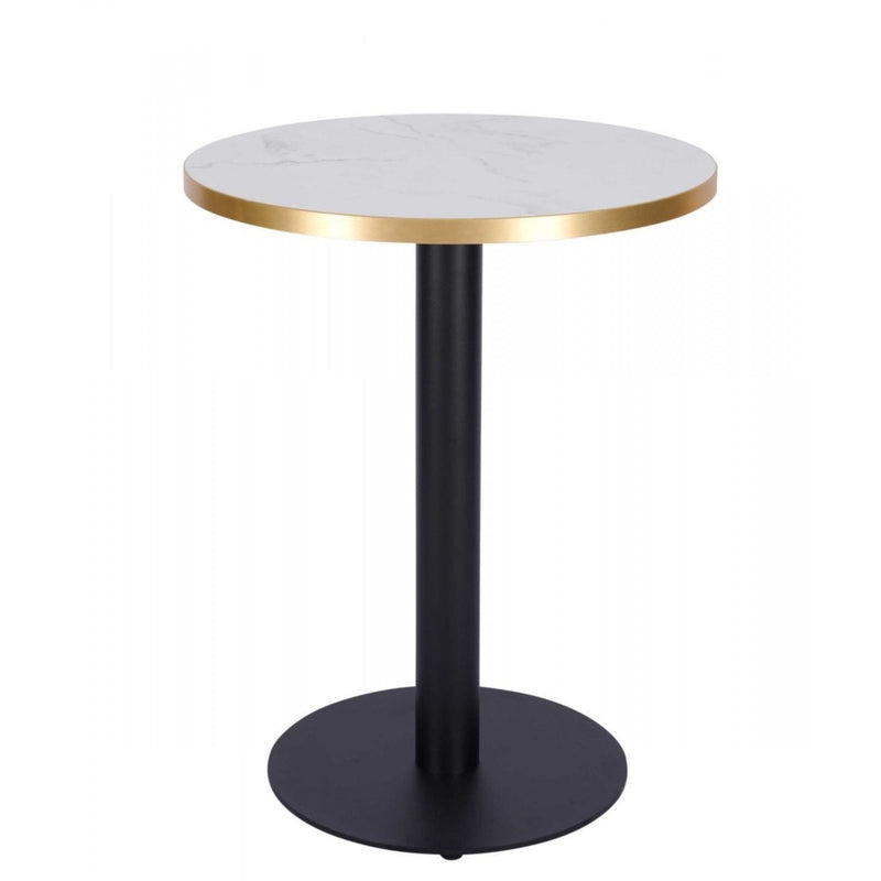White Crystal Marble Gold Edge Laminate Restaurant Table Top - 25mm