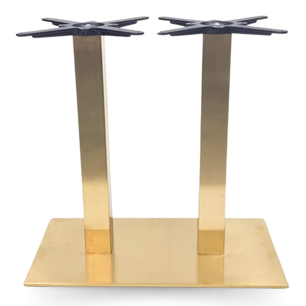 Cava Rectangular Champagne Gold Table Base - Twin Pedestal