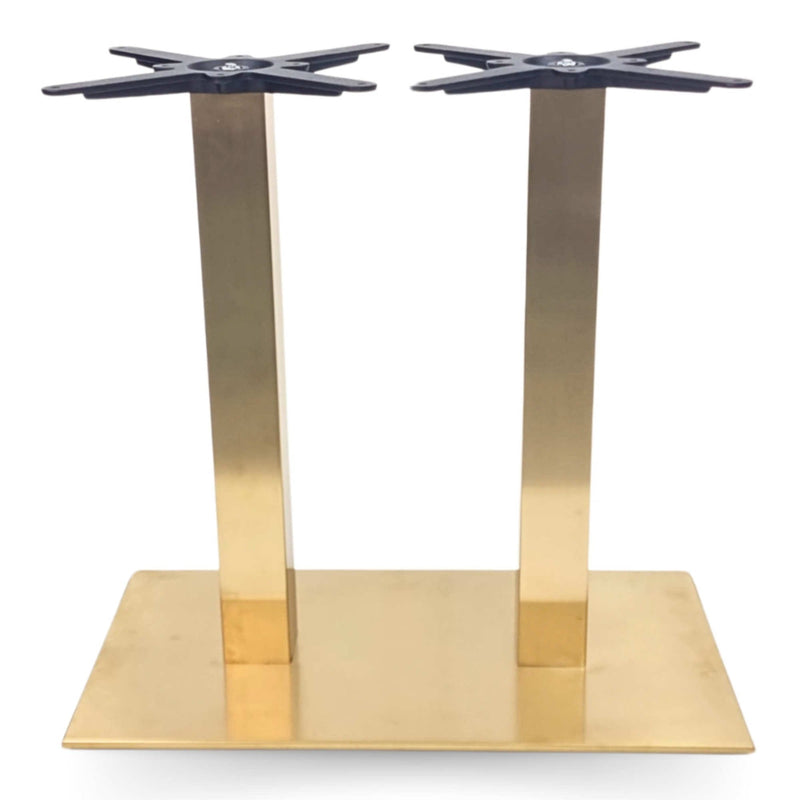 Cava Rectangular Champagne Gold Table Base - Twin Pedestal