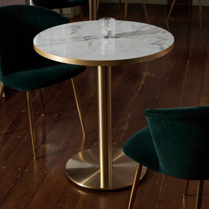 White Gold Calcatta Marble Gloss Laminate Restaurant Table Top - 25mm
