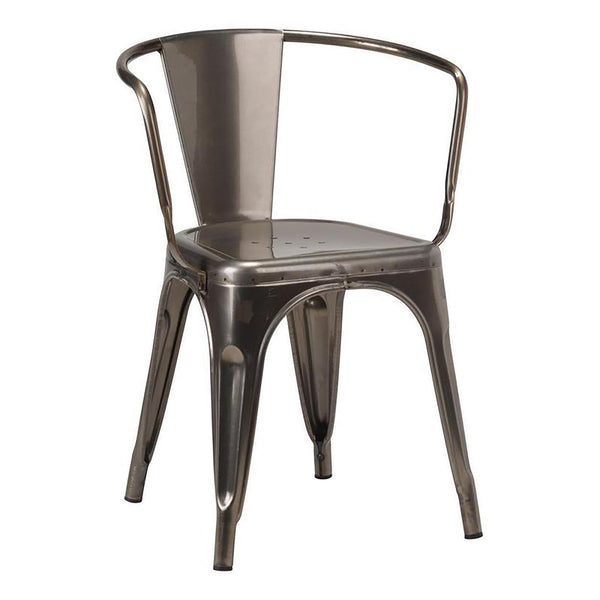 Tolix French Bistro Industrial Armchair - Gunmetal Grey