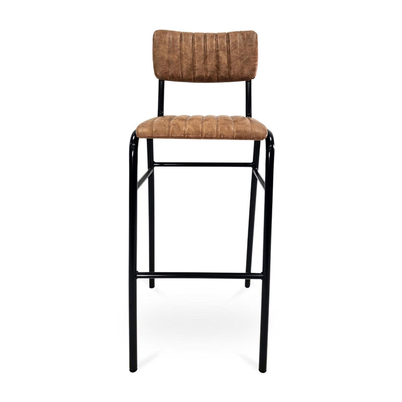 Derby Industrial Bar Stool - Faux Leather