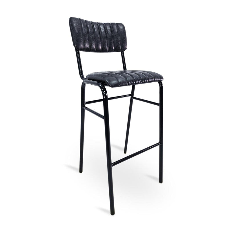 Derby Industrial Bar Stool - Faux Leather