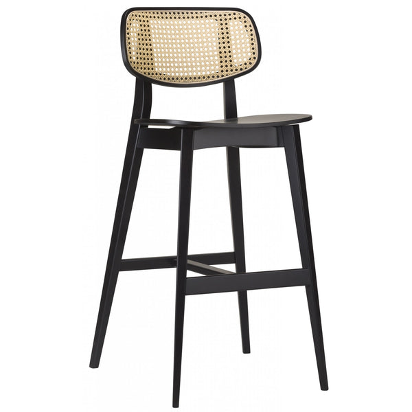 Gordana Black Rattan Effect Bar Stool