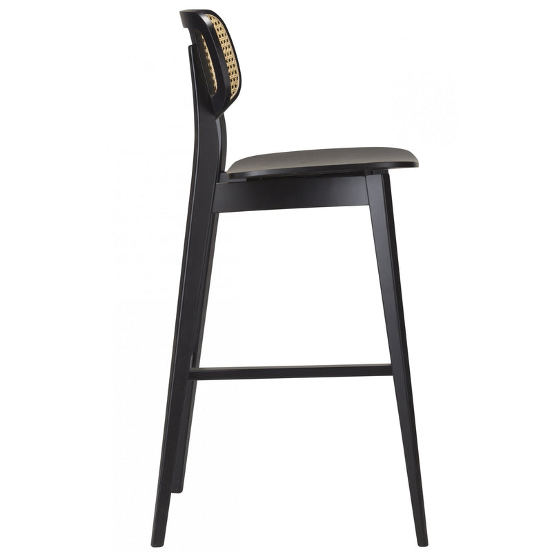 Gordana Black Rattan Effect Bar Stool