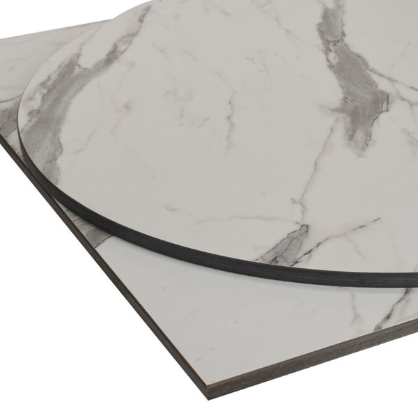 White Carrara Marble Outdoor Laminate Restaurant Table Top - 12mm