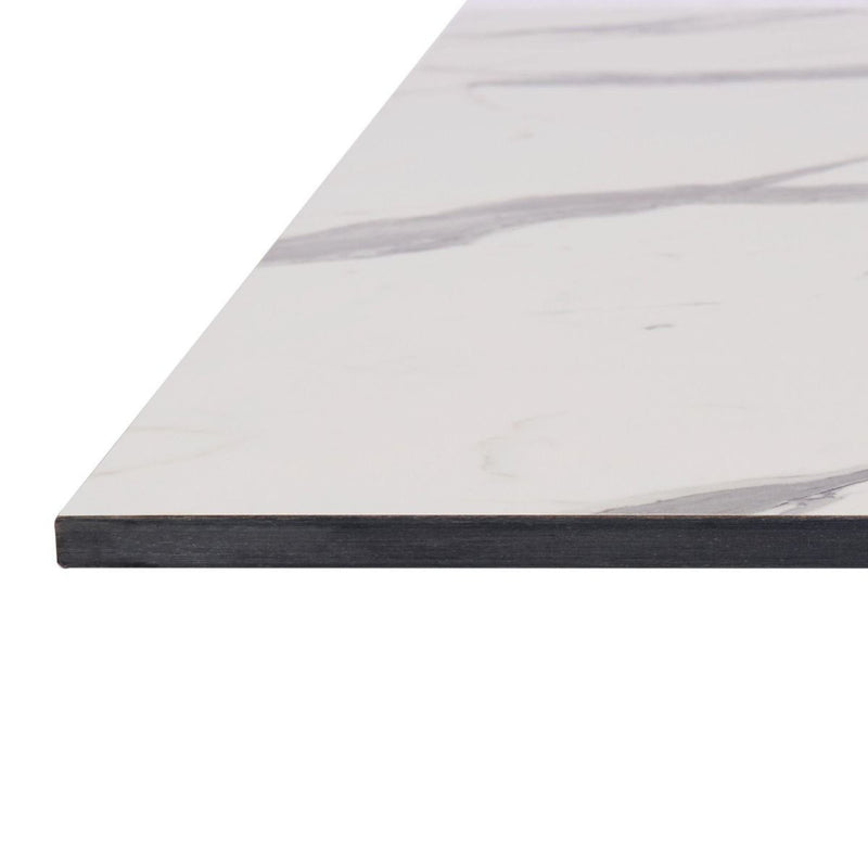 White Carrara Marble Outdoor Laminate Restaurant Table Top - 12mm