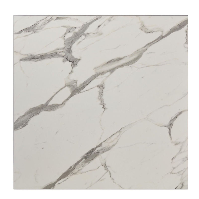 White Carrara Marble Outdoor Laminate Restaurant Table Top - 12mm
